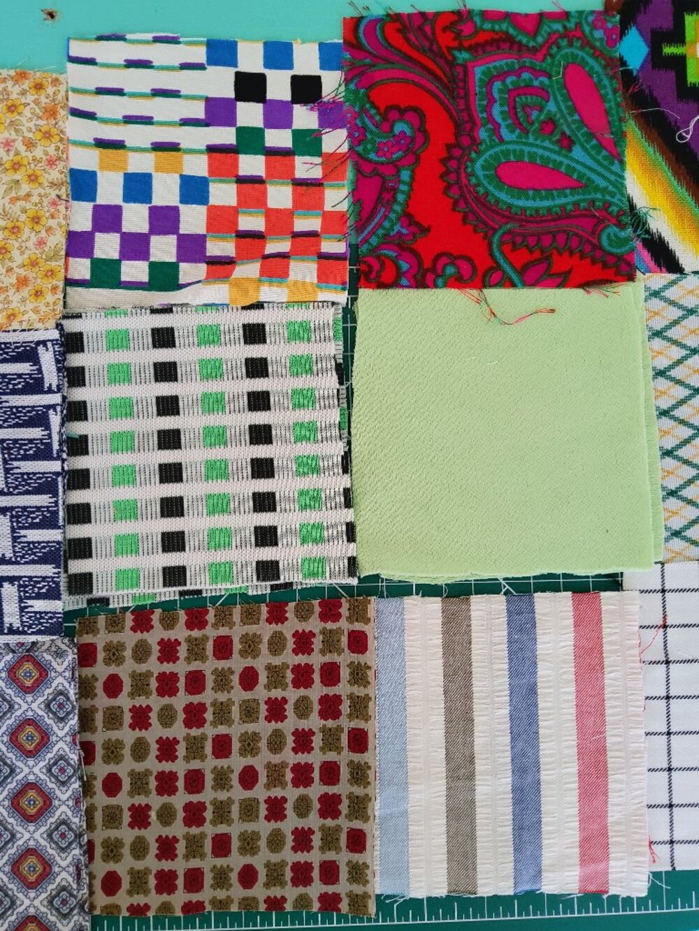Assorted Antique Fabric Squares PrintsBundle, Quilting Charm Pack, Geometric Lot - Picture 3 of 7